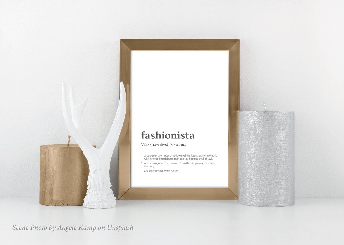 Fashionista Definition Poster Simply Download & Print Etsy