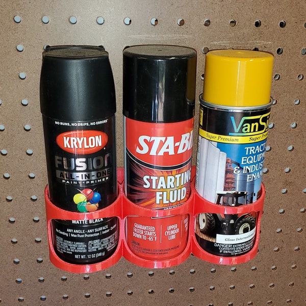 Pegboard/Skadis standard spray can holder (2 or 3 can versions)