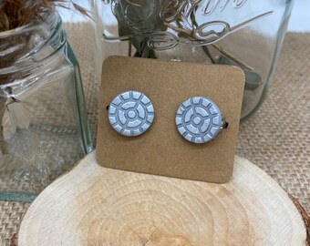 Round silver geometric clip-on earrings - clip-ons