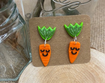 Carrot drop studs - surgical steel - hypoallergenic