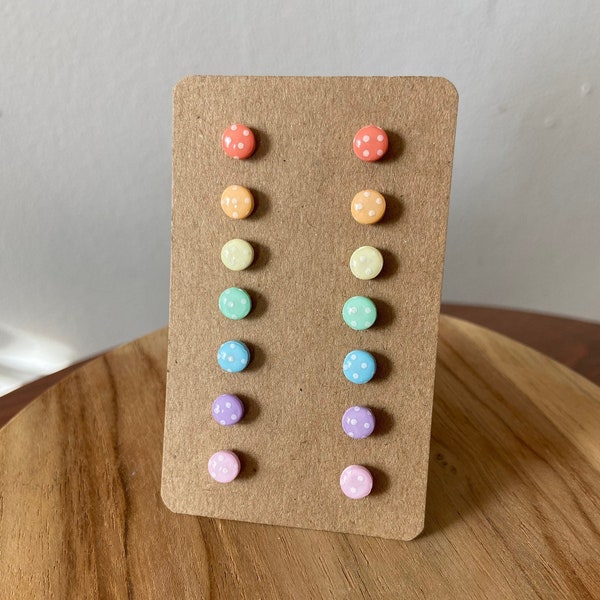 Micro dotty pastel rainbow stud set - multipack - minimalist - surgical steel - hypoallergenic - gift