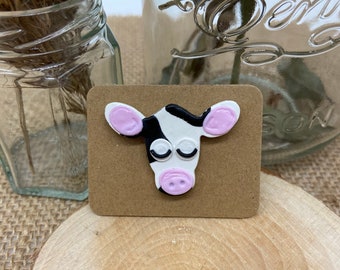 Cow polymer clay pin badge - brooch