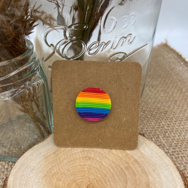 Circular rainbow pin badge - brooch