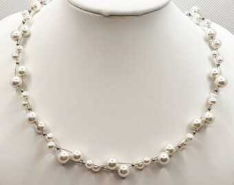 Hochzeit mit Blümchen Tropfen Zartes Perlen-Trachtenschmuck-Set weiß 3-tlg Hochzeit mit Blümchen Tropfen Zartes Perlen-Trachtenschmuck-Set weiß 3-tlg