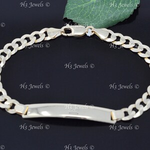 Real 14k yellow gold solid ID curb Brecelet   lobster 8 inches 12.80 grams