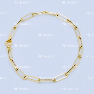 14k yellow gold Paperclip bracelet paper clip bracelet 1.40 gram #14509 h3jewels