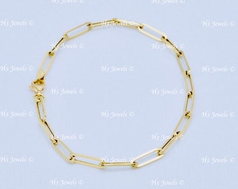 14k yellow gold Paperclip bracelet paper clip bracelet 1.40 gram #14509 h3jewels