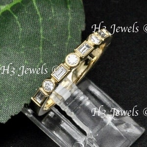14k Yellow or White Gold Natural Diamond band ring 0.33 ct April birthstone
