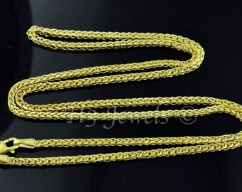 Real 14k  Yellow Gold wheat foxtail  chain necklace Italy 16 inch - 24 inches lightweight
