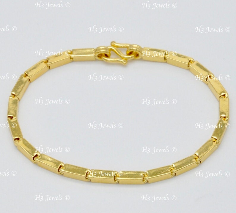 Real 24k Yellow gold Box Baht Bracelet S lock 7.5 inches 17.70 grams image 1