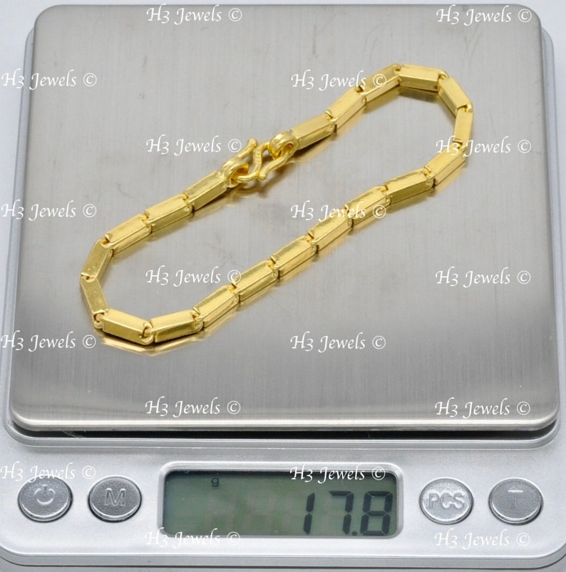 Real 24k Yellow gold Box Baht Bracelet S lock 7.5 inches 17.70 grams image 7