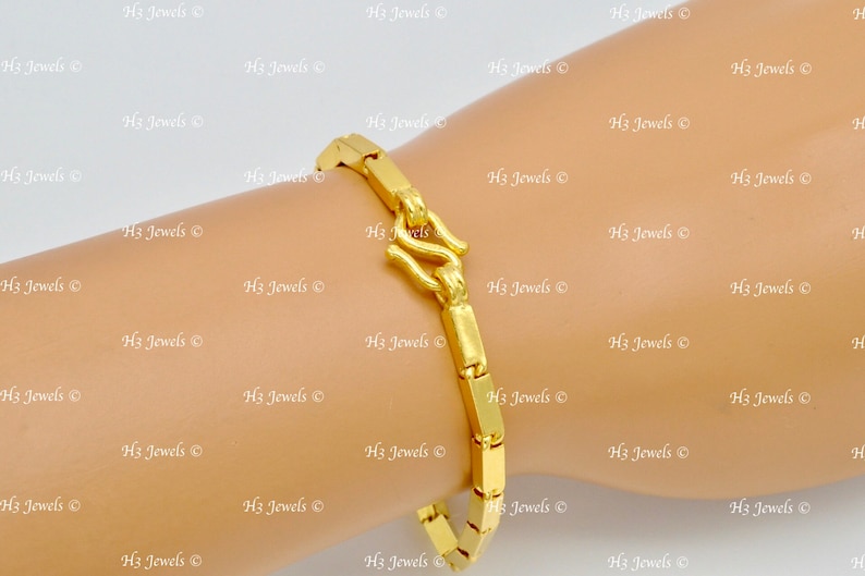 Real 24k Yellow gold Box Baht Bracelet S lock 7.5 inches 17.70 grams image 6