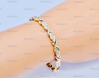 14k 2 tone Gold Ladies Natural Diamond Bracelet 1.65 ct