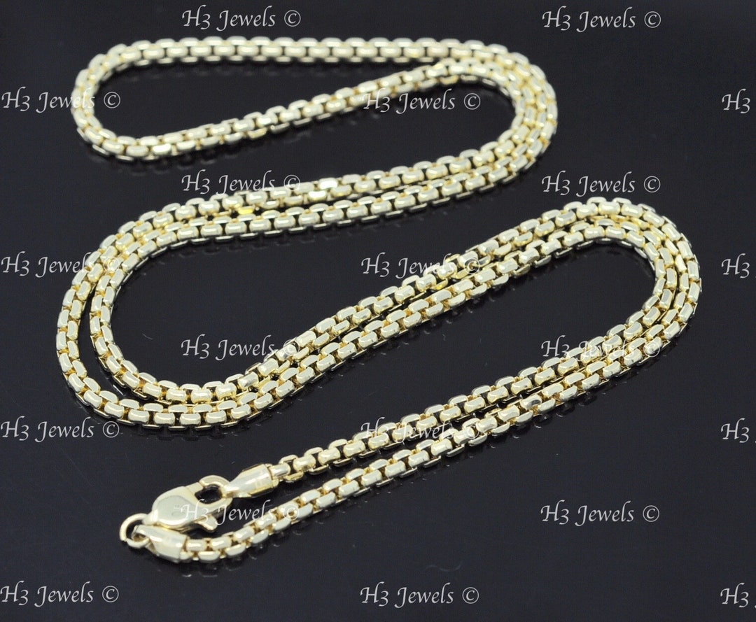 Real 14k Yellow Gold Round Box Chain Necklace Lobster 20 Inch - 24 ...