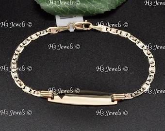 Real 14k yellow gold Baby ID Valentino Bracelet   lobster 6 inches 2.40 grams