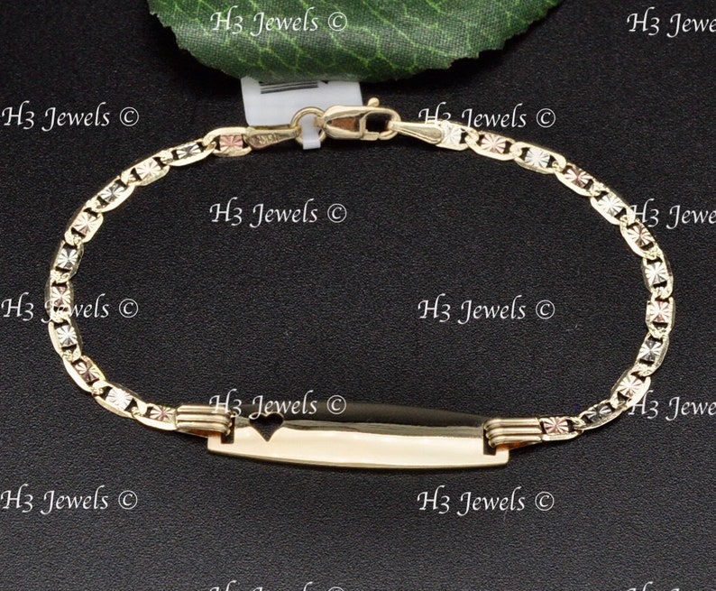 Real 14k yellow gold Baby ID Valentino Bracelet lobster 6 inches 2.40 grams image 1