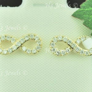 14k Yellow or White Gold Natural Diamond Infinity stud earring 1/4 ct