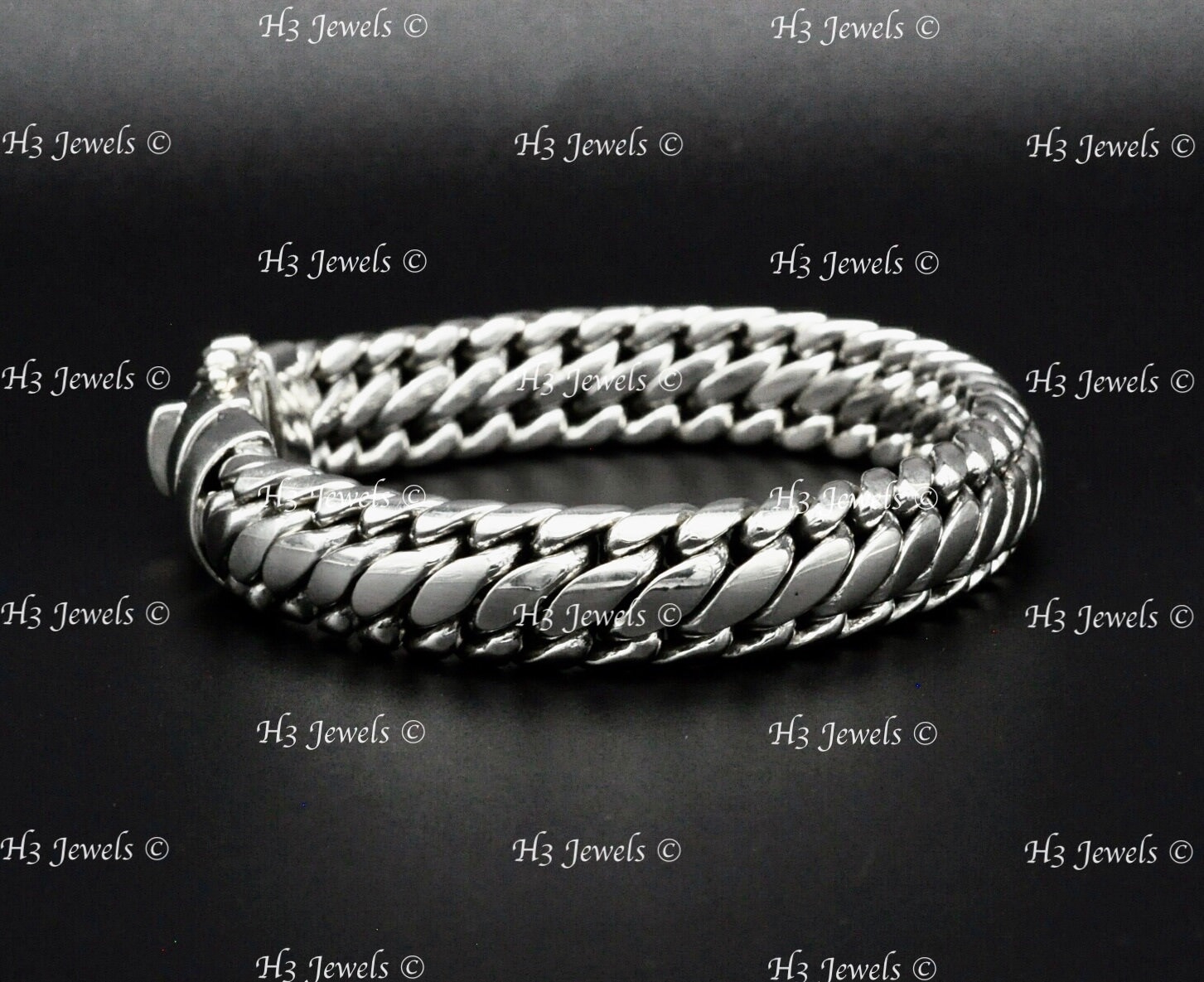 925 Sterling Silver Handmade Unique Curb Bracelet 8.5 Inches 11.5