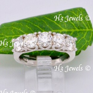 14k Yellow or White Gold Natural Diamond band ring 2.50 ct April birthstone 5 stone band ring