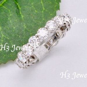 14k Yellow or White Gold Natural Diamond band ring 3.55 ct April birthstone eternity band ring