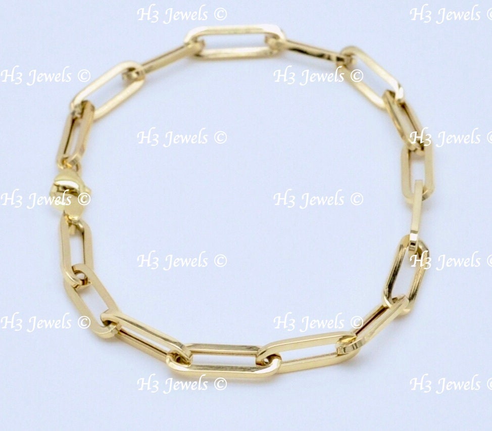 14k yellow gold Paperclip bracelet paper clip bracelet 2.70 gram #15043 h3jewels