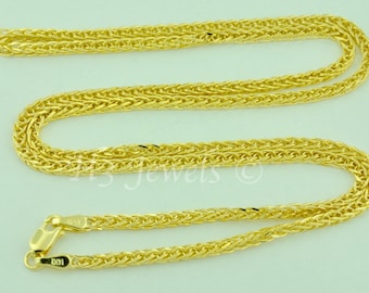 Real 14k  Yellow Gold wheat foxtail  chain necklace Italy 16 inch - 24 inches