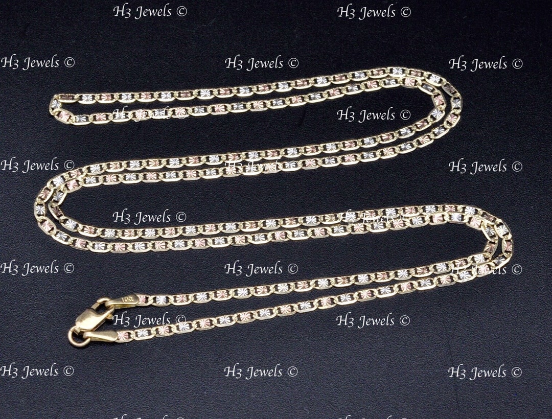 Real 14k Multi Gold Valentino Chain Necklace Italy 18 Inch - 24 Inches ...