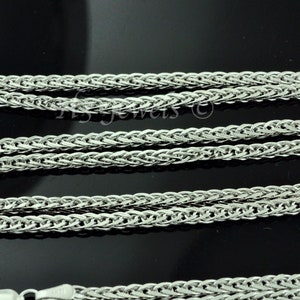 Real 14k white gold foxtail wheat chain necklace 16-24 inches 2mm
