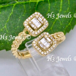 14k Yellow or White Gold Natural Diamond bypass ring 0.36 ct April birthstone Braided