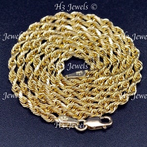 Real 14k Yellow Gold solid Rope Necklace 20- 24 inches Brand new 2.5 mm