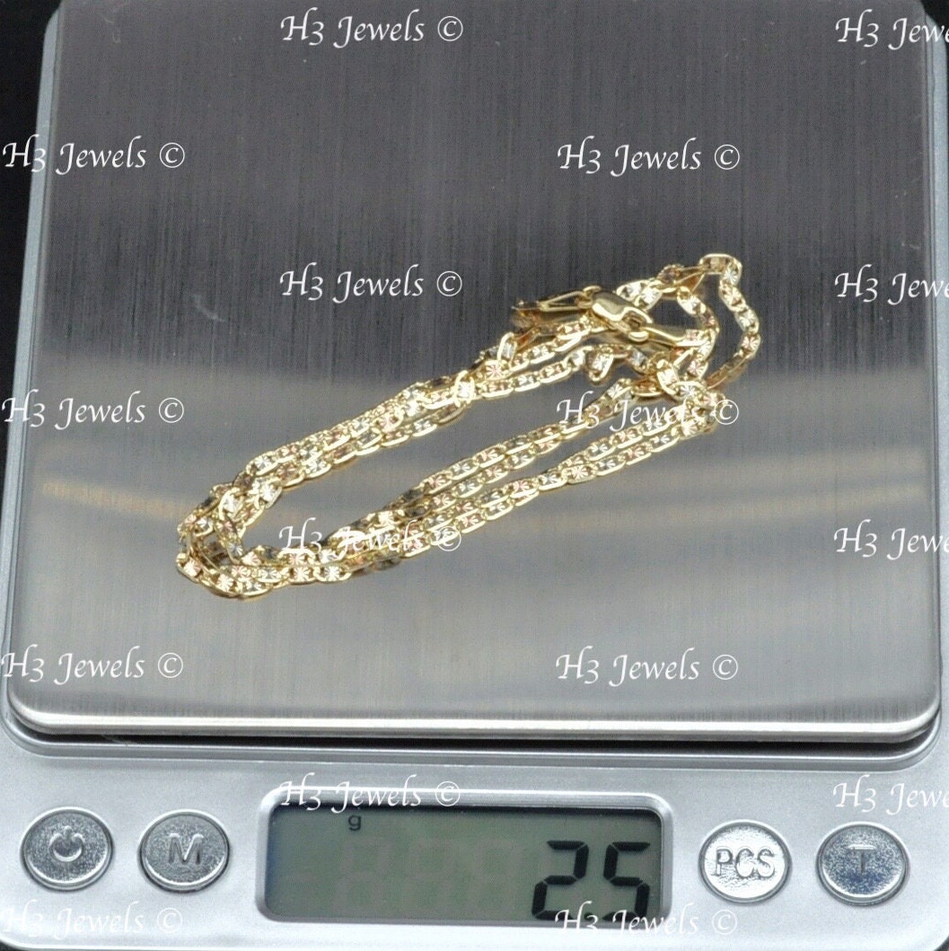 Real 14k Multi Gold Valentino Chain Necklace Italy 18 Inch - Etsy