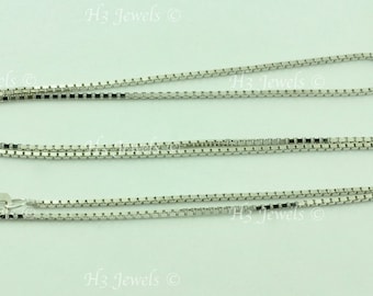 Real 14k White Gold  Box Necklace 16 - 24 inches Brand new 0.86mm