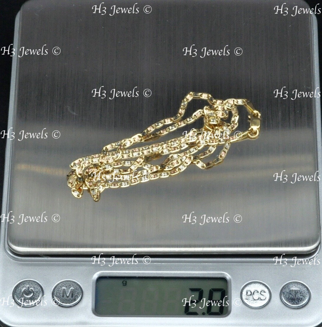 Real 14k Multi Gold Valentino Chain Necklace Italy 18 Inch - 24 Inches ...