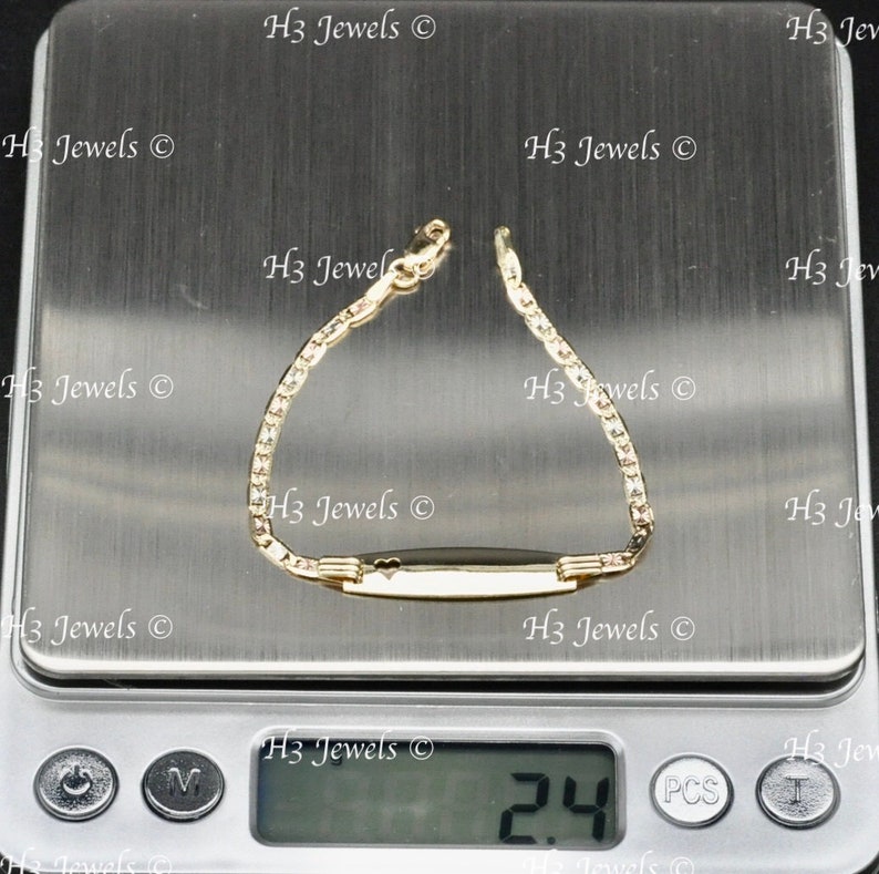 Real 14k yellow gold Baby ID Valentino Bracelet lobster 6 inches 2.40 grams image 10