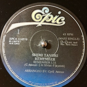 1985 Shimi Tavori - Remember ,  Vinyl, 12", 45 RPM, Maxi-Single , RaRe Greek Press