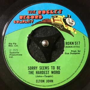1976 Elton John - Sorry Seems To Be The Hardest Word , Winyl, 7", 45 RPM, Singiel