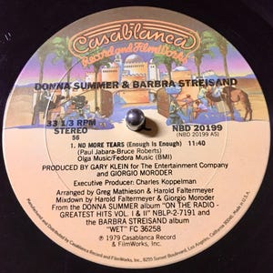 1978 Donna Summer & Barbra Streisand - No More Tears (Enough Is Enough) Vinyl, 12&quot;, 33  RPM, Single Sided