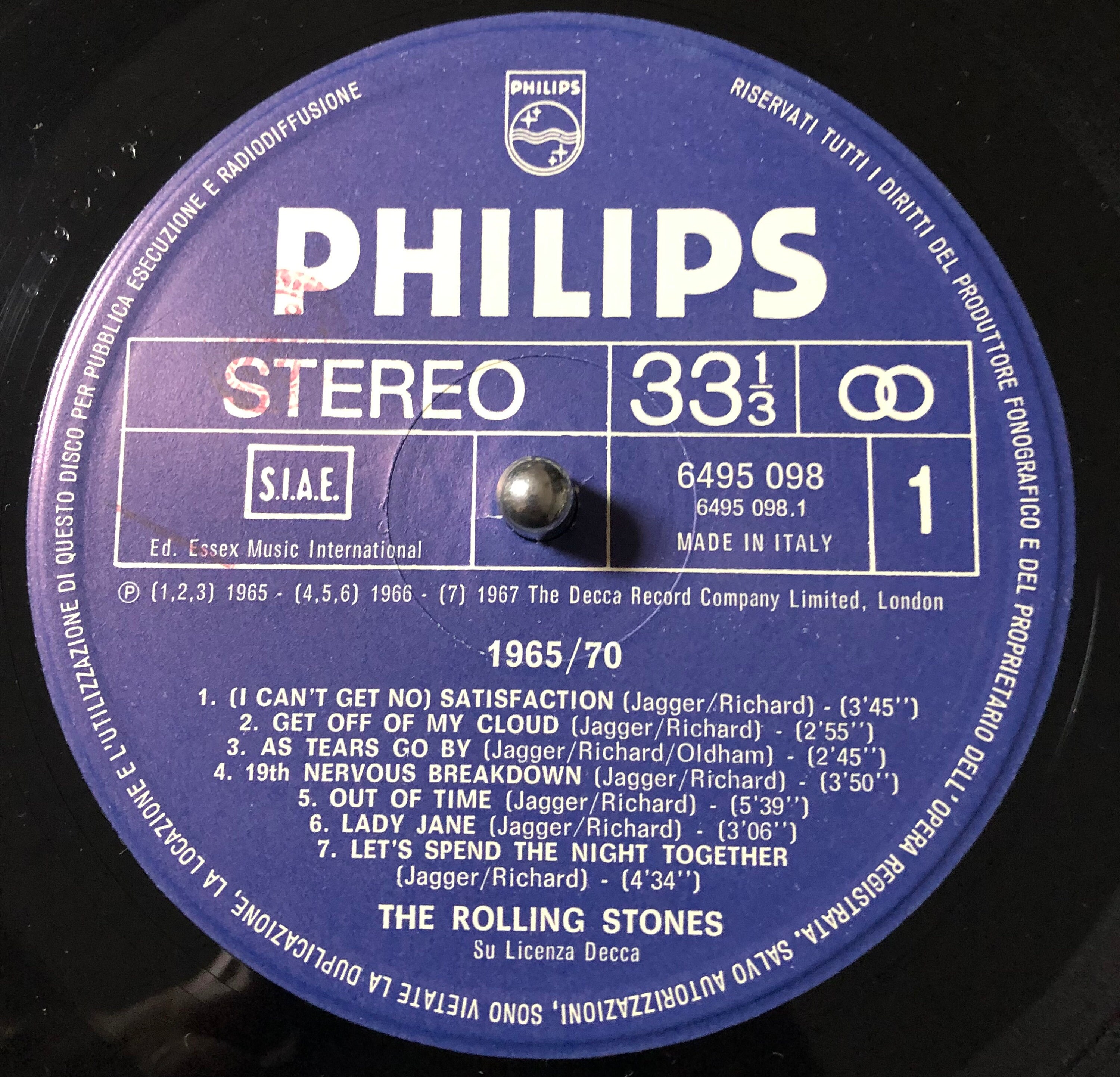 1984 The Rolling Stones – 1965/70 , Vinile, LP, Raccolta, Stereo