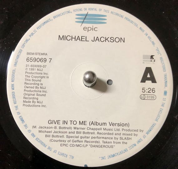 1993 Michael Jackson – Give in to Me / Dirty Diana , Vinyl, 7
