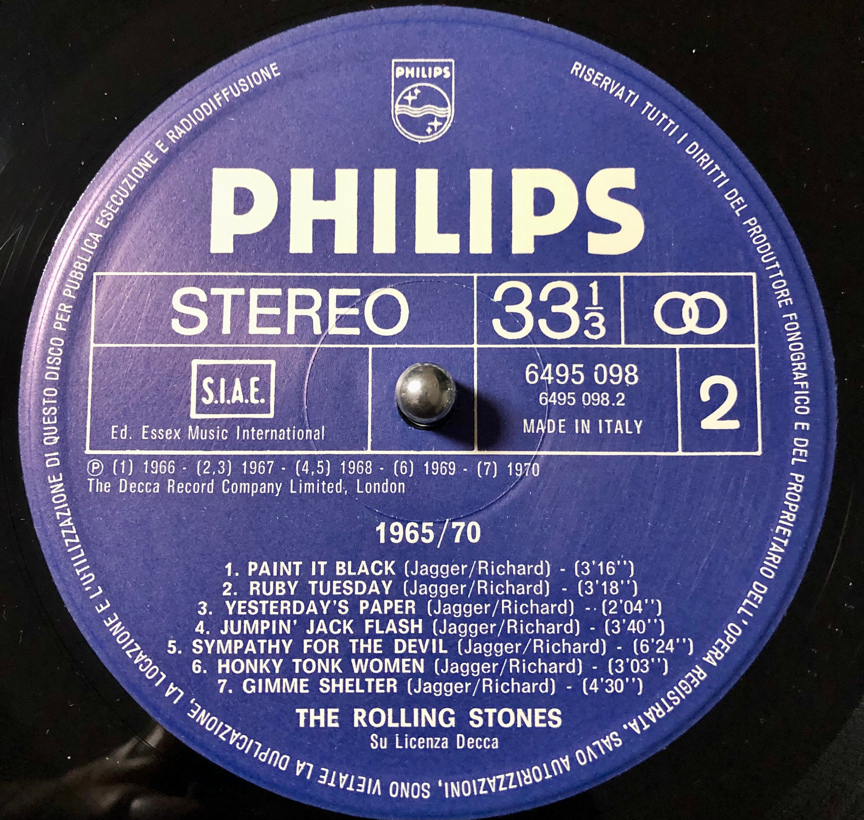 1984 The Rolling Stones – 1965/70 , Vinile, LP, Raccolta, Stereo