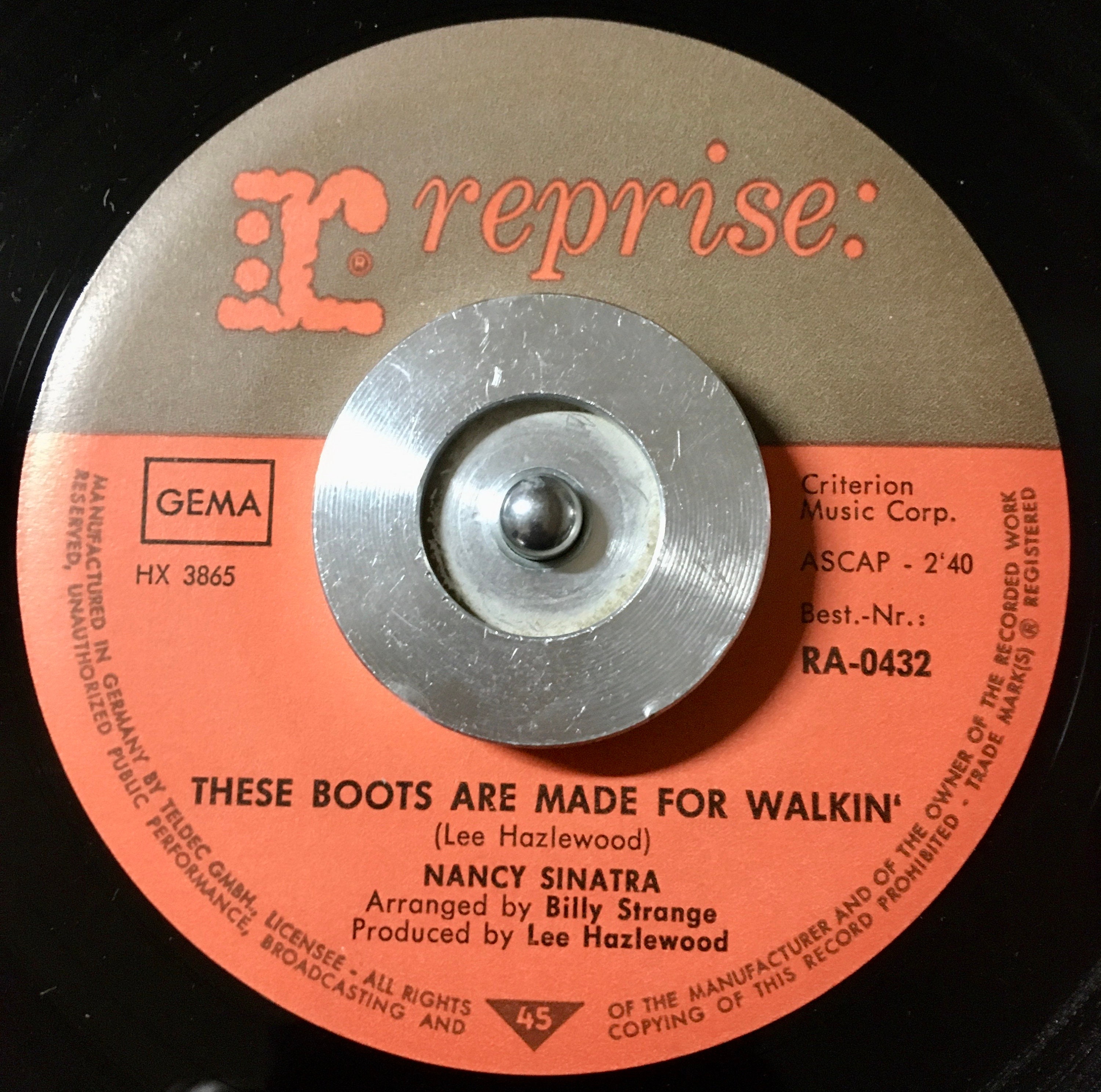1966 Nancy Sinatra These Boots Are Made for Walkin' , Vinyl, 7, 45 RPM