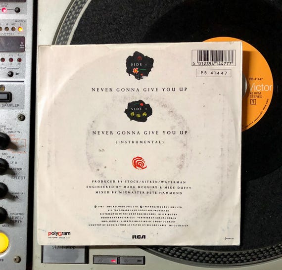 1987 Rick Astley – Never Gonna Give You up , Vinyl, 7