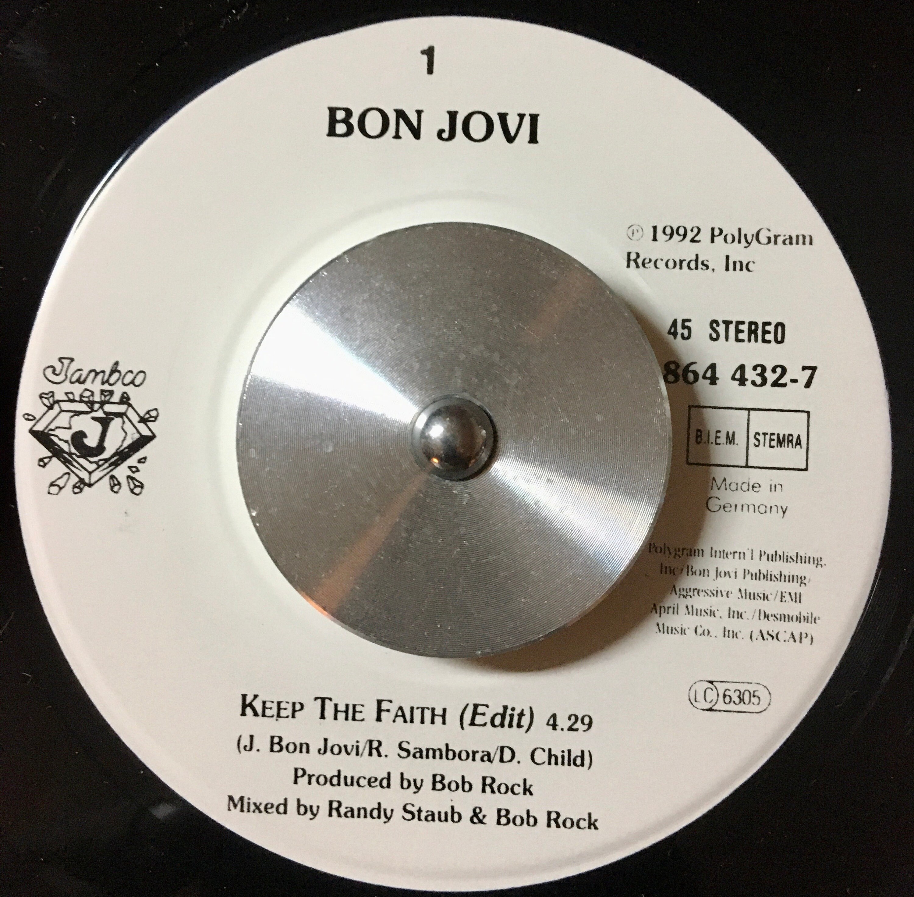 1992 Bon Jovi – Keep the Faith , Vinyl, 7