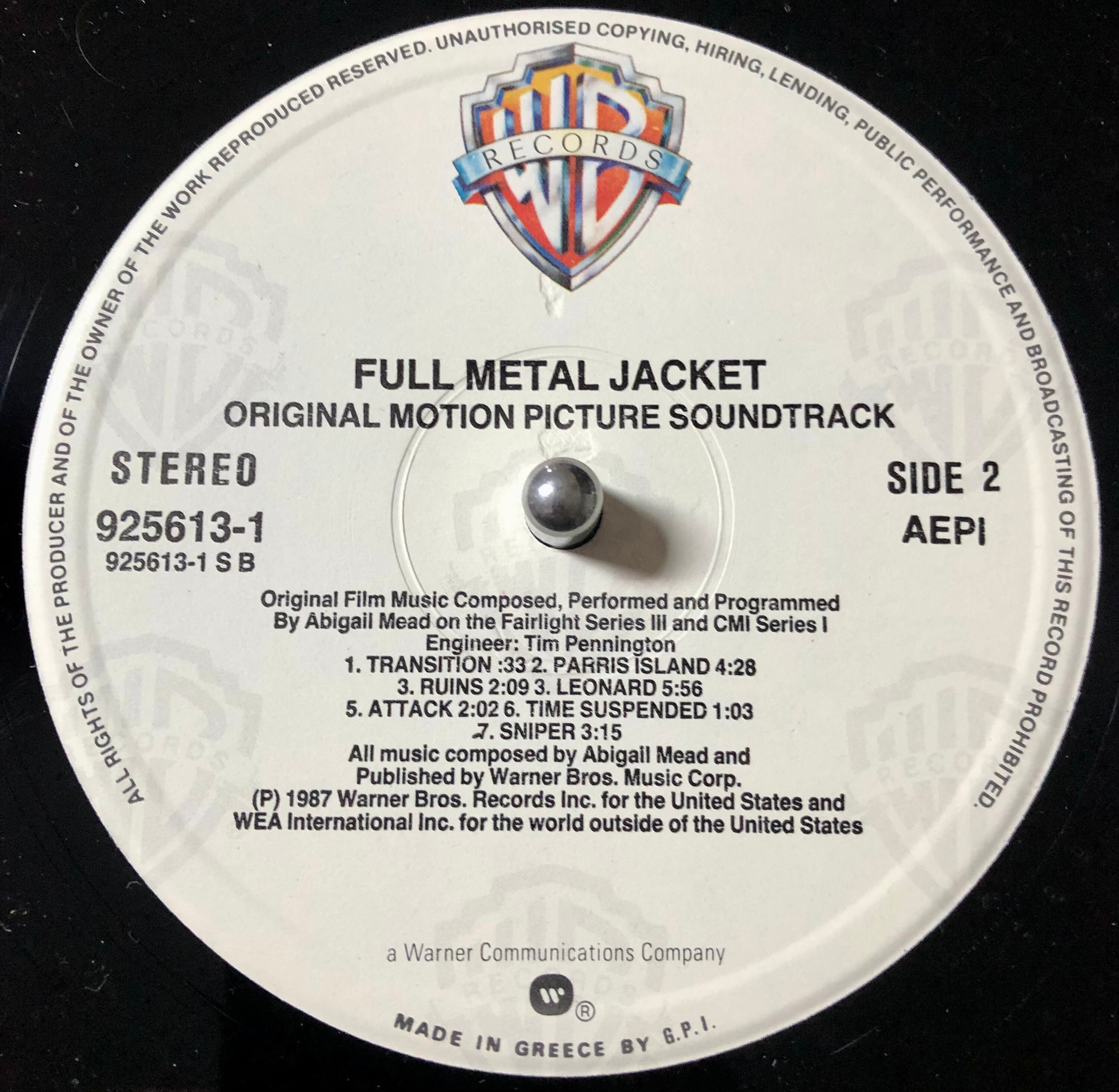 フルメタル・ジャケット OST ビニールLP - 1987年 レア ギリシャ盤