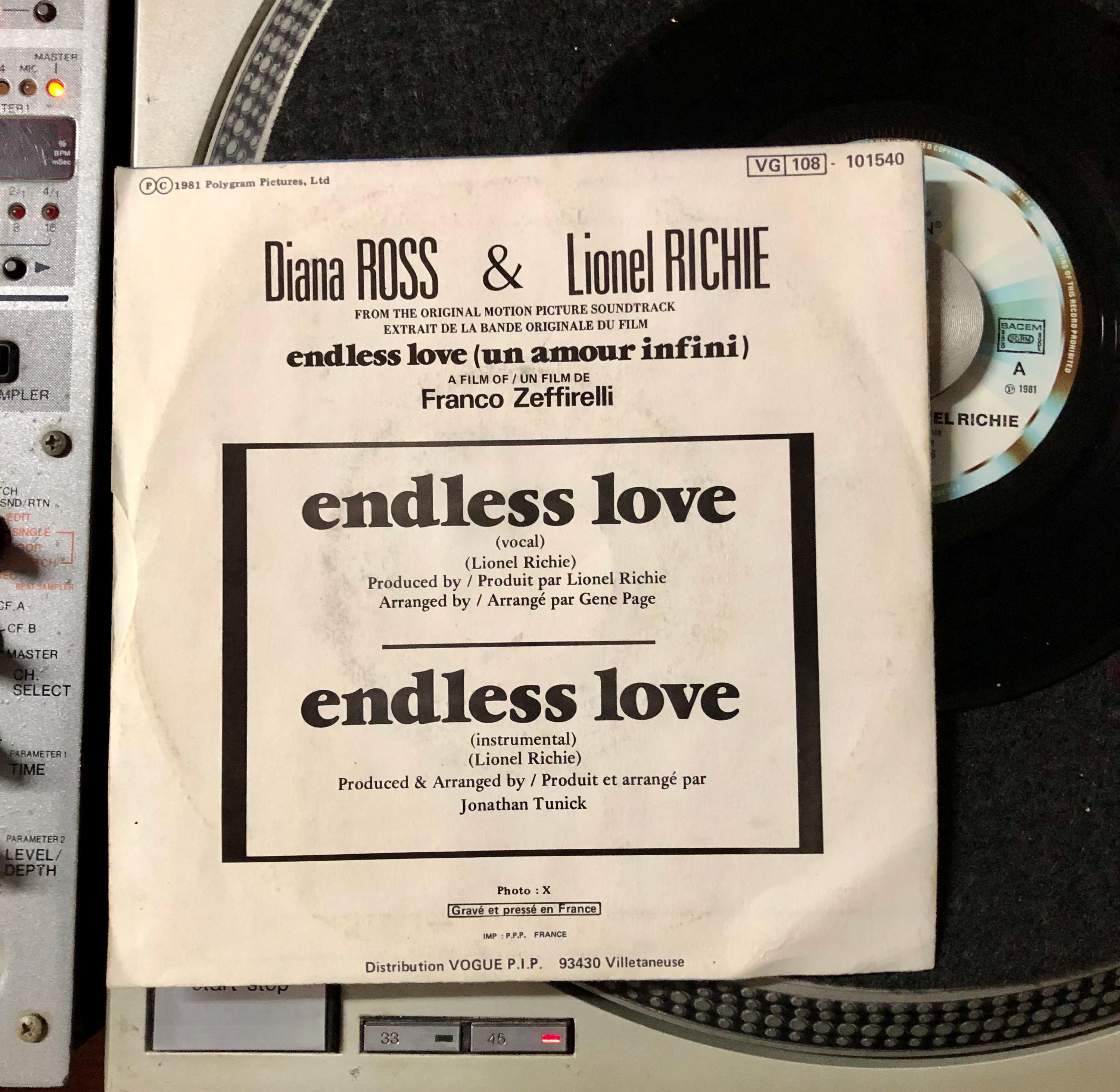 ダイアナ・ロス＆ライオネル・リッチー - Endless Love レコード 45 