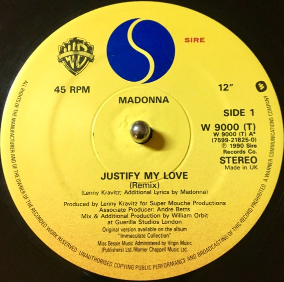1990 Madonna – Justify My Love (william Orbit Remix) Vinyl, 12