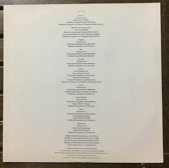 1987 Pet Shop Boys – Actually , Vinyl, LP, Album , Rare Greek