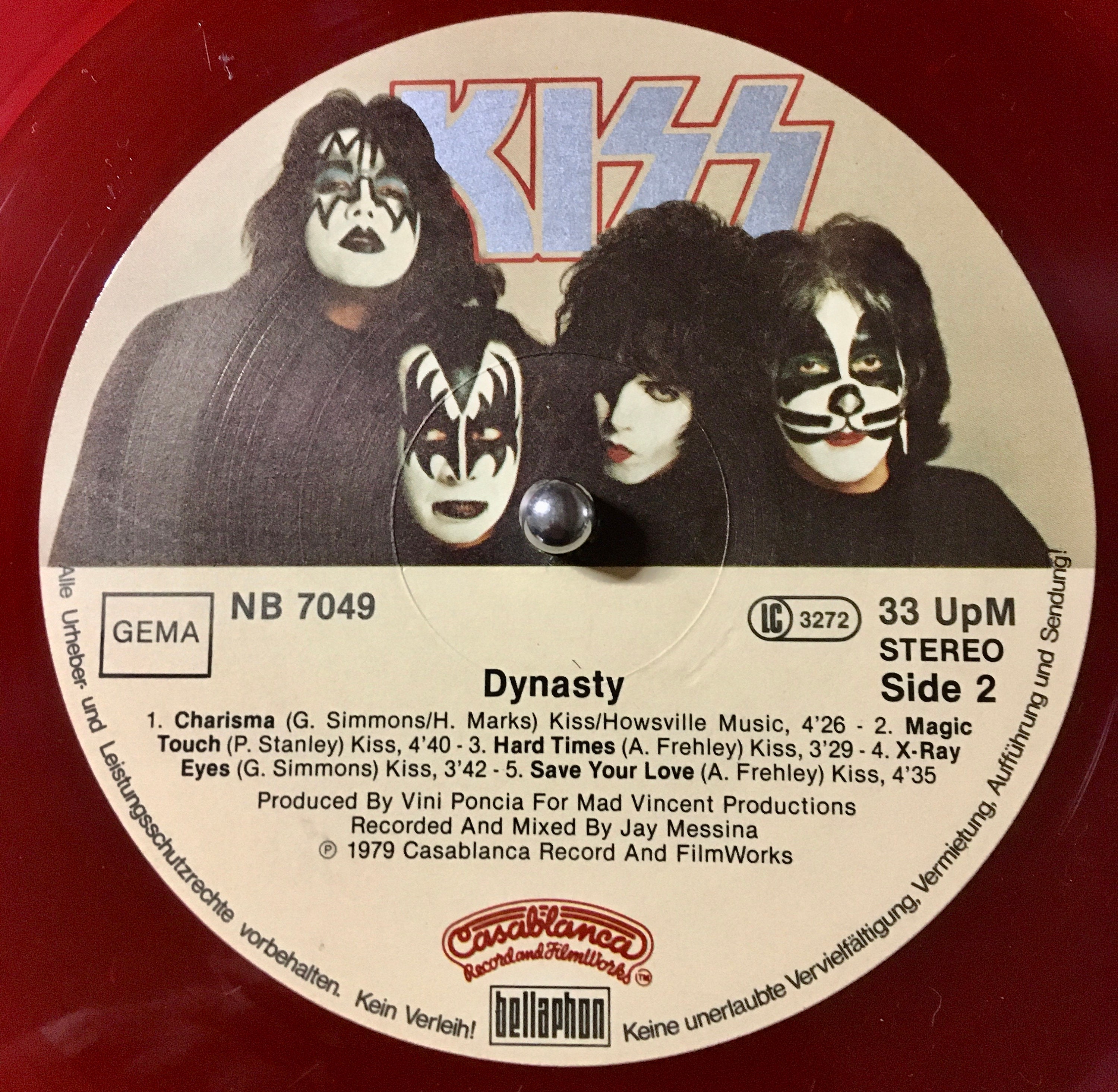 1979 Kiss Dynasty LP: Red Vinyl Album With Poster (near Mint) - Etsy