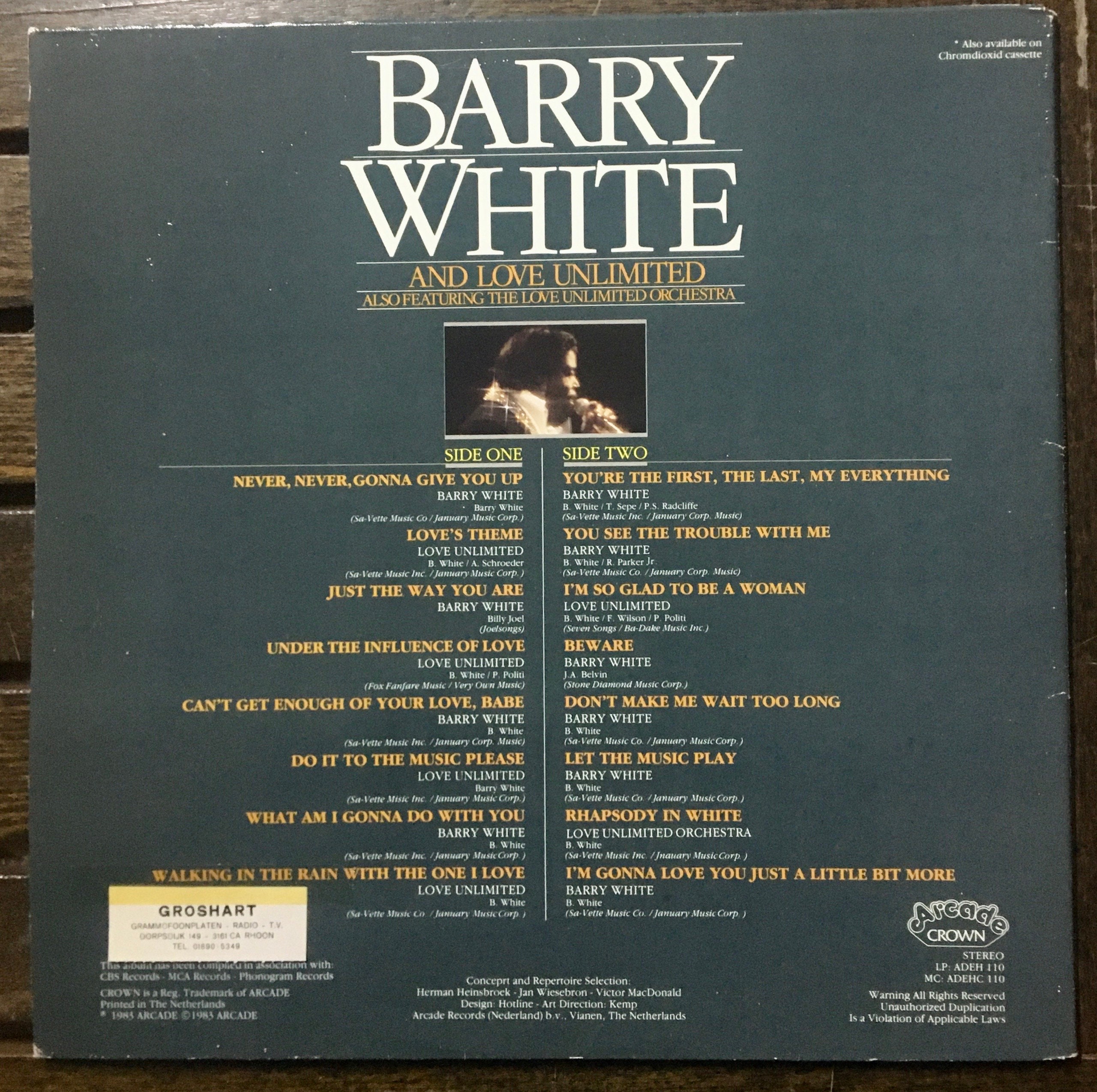 Barry White Love Songs Vinyl LP Compilation - 1983 Gatefold - Etsy
