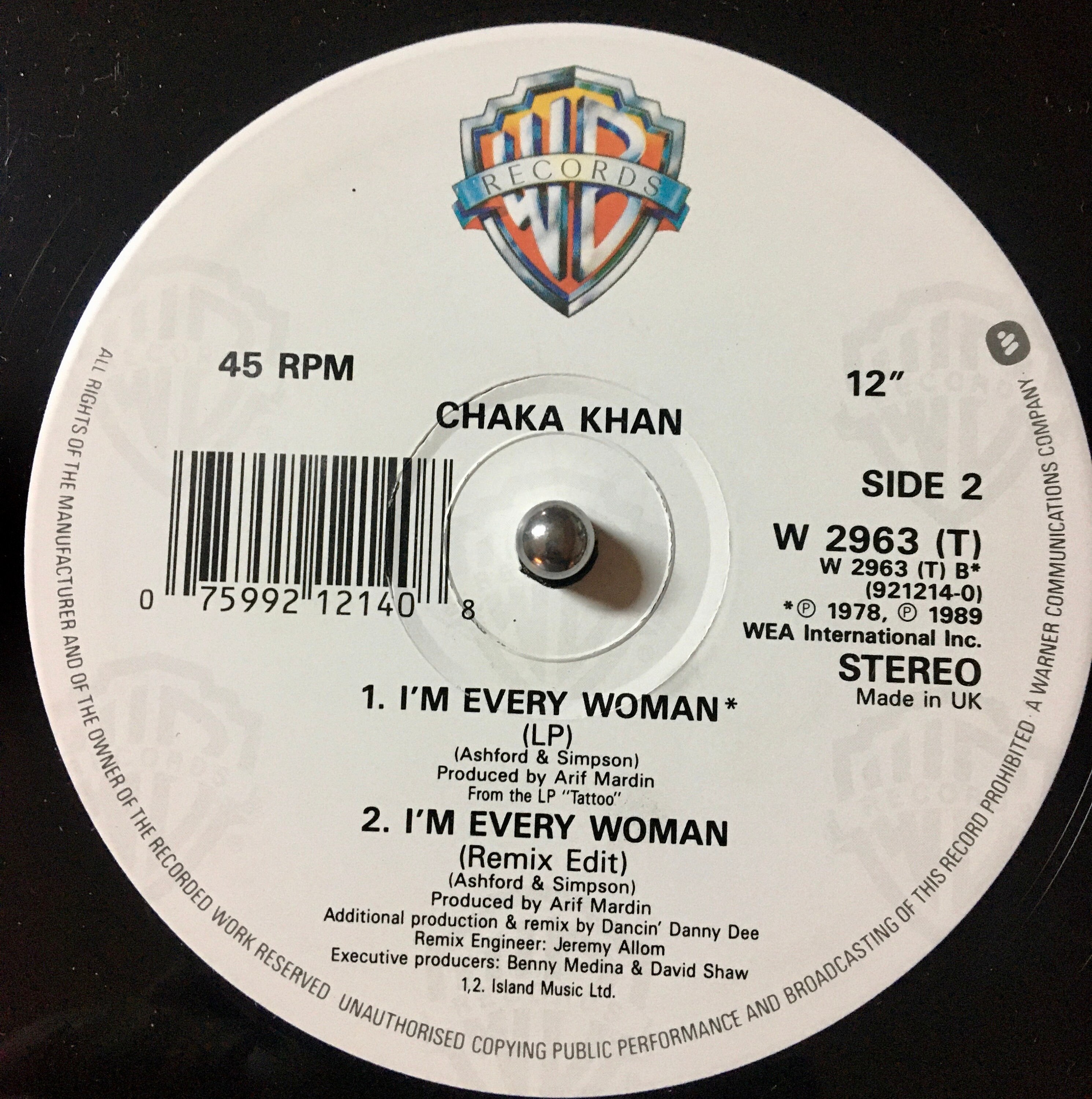 1989 チャカ・カーン - I'm Every Woman (リミックス) ビニール